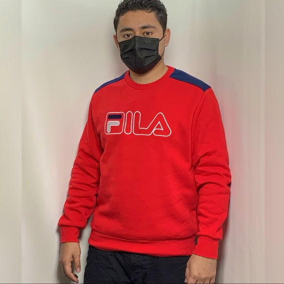 Men's Fila Red | Navy | White Pullover Fleece Crewneck NWT