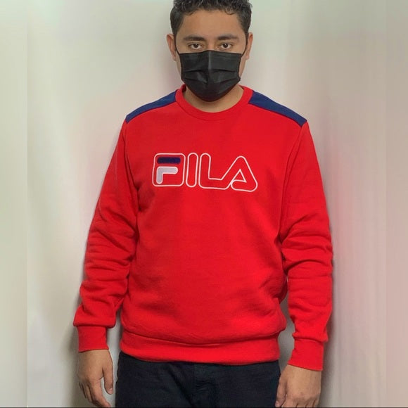 Men's Fila Red | Navy | White Pullover Fleece Crewneck NWT