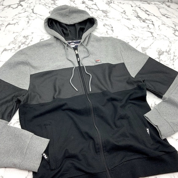 Men's Fila Grey | Black Full Zip Hooded Casual Tracksuits NWT