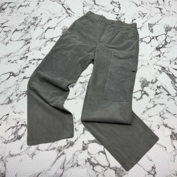 Men’s Davoucci Grey Tiny Corduroy Genuine Suede Leather Pants NWT