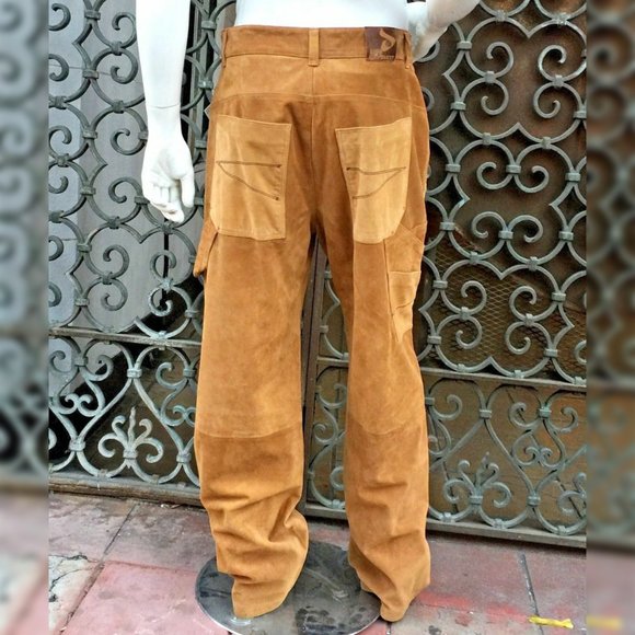 Men’s Davoucci Wheat Tiny Corduroy Genuine Suede Leather Pants NWT