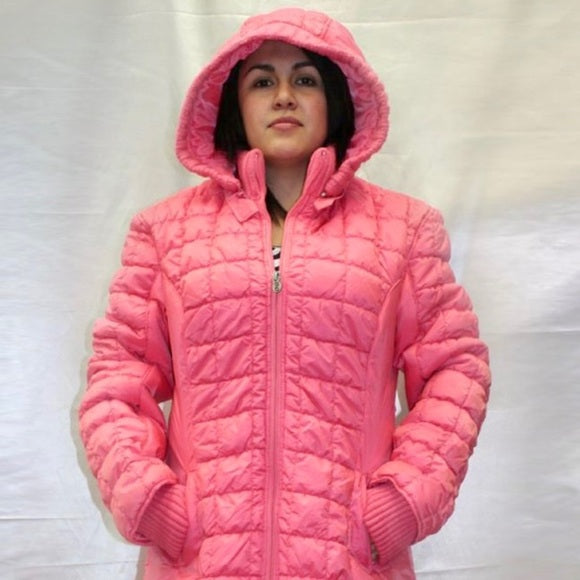 Women's Lady Enyce Pink Quilted Long Puffer Jacket NWT