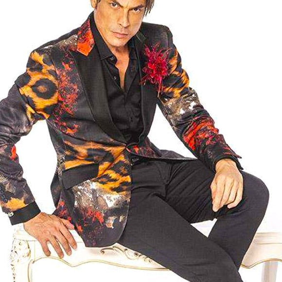 Men’s Angelino Black Animal Print Casual Prom | Tuxedo | Blazer NWT