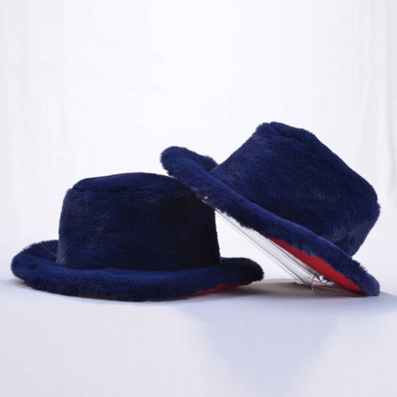 Men's Fashion Navy | Red Bottom Faux Fur Hat NWT