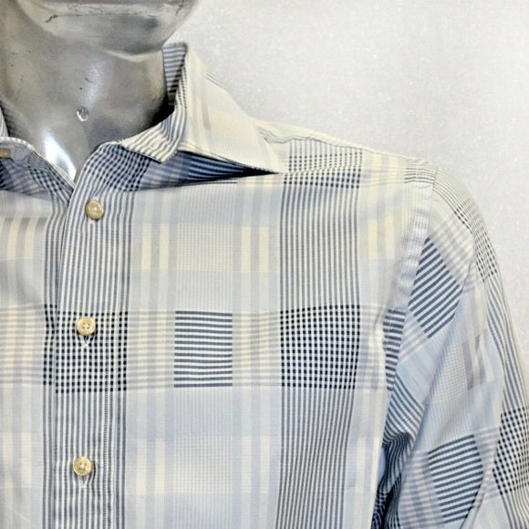 Men's Rufus Plaid Sky Blue | White | Med.Blue Button Down Shirt NWT