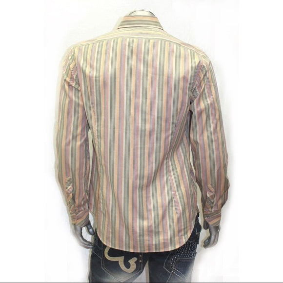 Men's Rufus Beige | Green | Orange | Purple | Black Pinstripe Button Down Shirt NWT