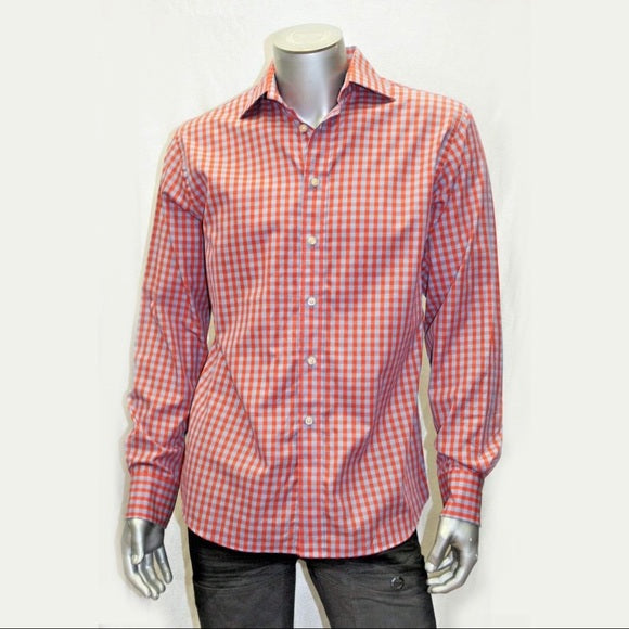 Men's Rufus Orange | Lt.Blue Long Sleeve Button Down Shirt NWT