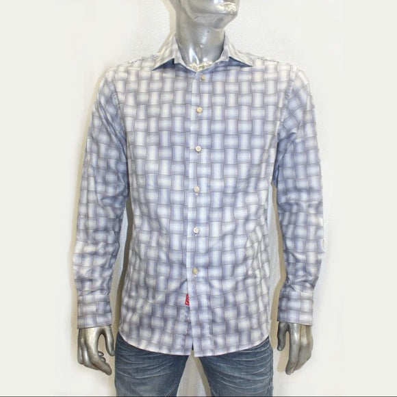 Men's Rufus Plaid White | Lt. Blue | Black | Lt.Blue Button Down Shirt NWT