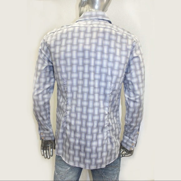 Men's Rufus Plaid White | Lt. Blue | Black | Lt.Blue Button Down Shirt NWT