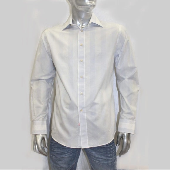 Men's Rufus Striped White | Sky Blue Long Sleeve Button Down Shirt NWT