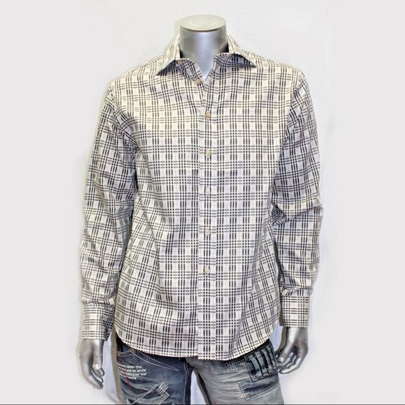 Men's Rufus Bronze | Off White Plaid Long Sleeve Button Down Shirt NWT