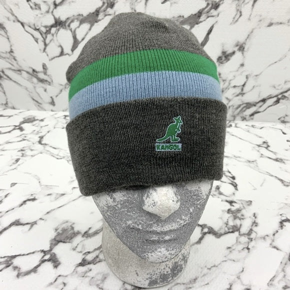 Men's Kangol Grey | Sky Blue | Lime Green Dual Striped Beanie NWT