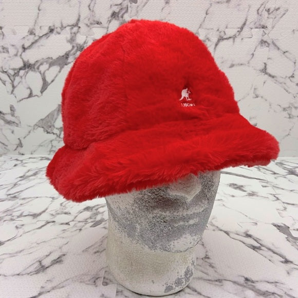 Men's Kangol Red Faux Fur Fuzzy Casual Bucket Hat NWT