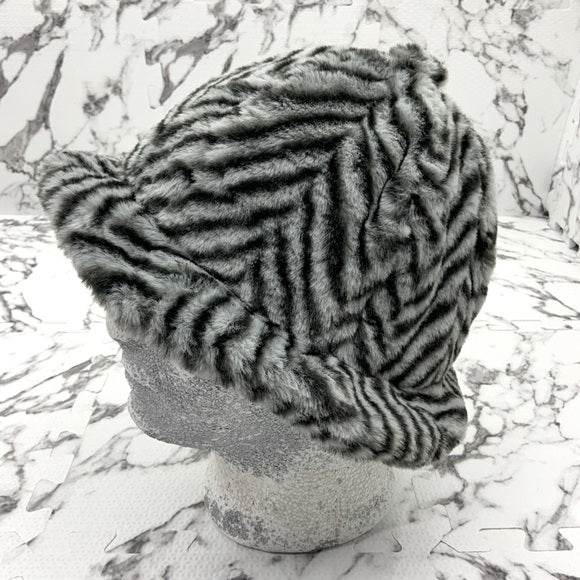 Men's Kangol Grey | Black Faux Fur Fuzzy Casual Bucket Hat NWT