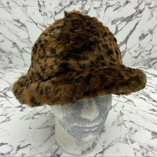 Men's Kangol Fuzzy Brown Leopard Faux Fur Casual Hat NWT