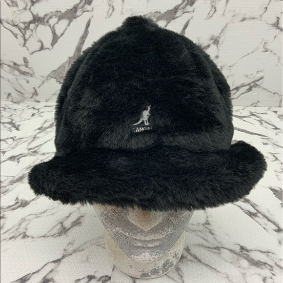 Men's Kangol Faux Fur Fuzzy Black Bucket Hats NWT