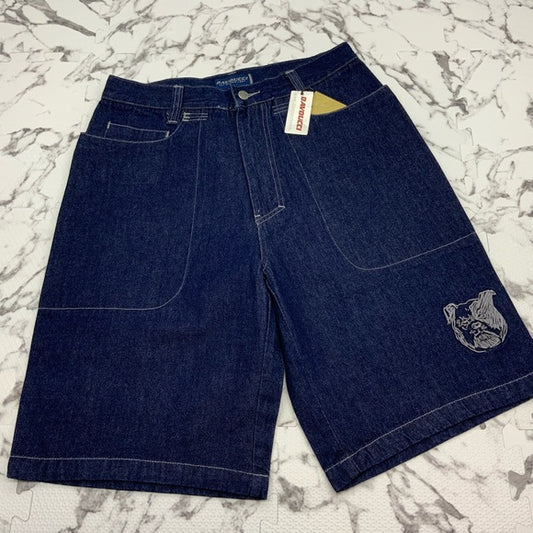 Men's Davoucci Dark Blue Bulldog Denim Shorts NWT