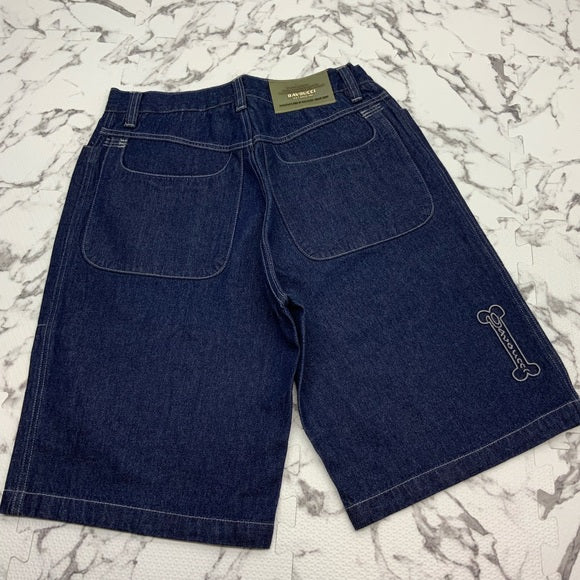 Men's Davoucci Dark Blue Bulldog Denim Shorts NWT