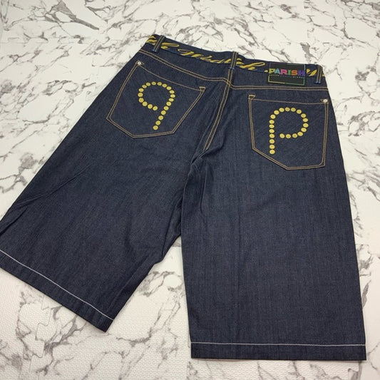 Men's Parish Dk Blue | Gold Denim Shorts NWT