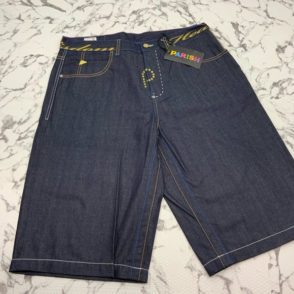 Men's Parish Dk Blue | Gold Denim Shorts NWT