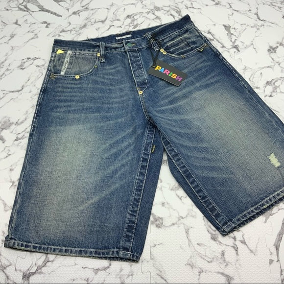 Men's Parish Mid Blue Casual Denim Shorts NWT