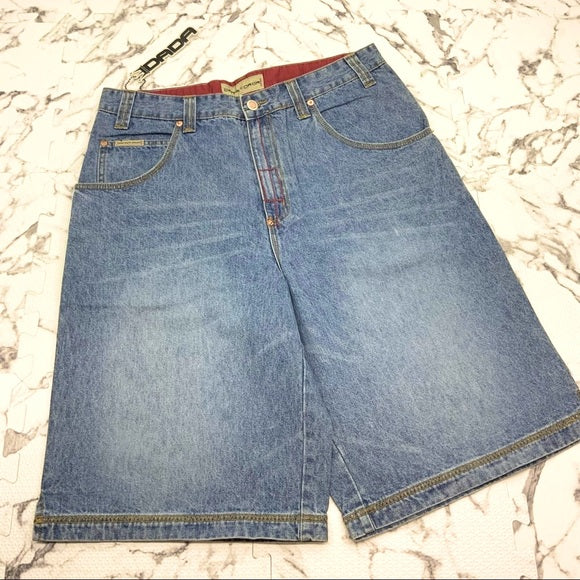 Men's Dada Mid Blue | Red Pocket Denim Shorts NWT