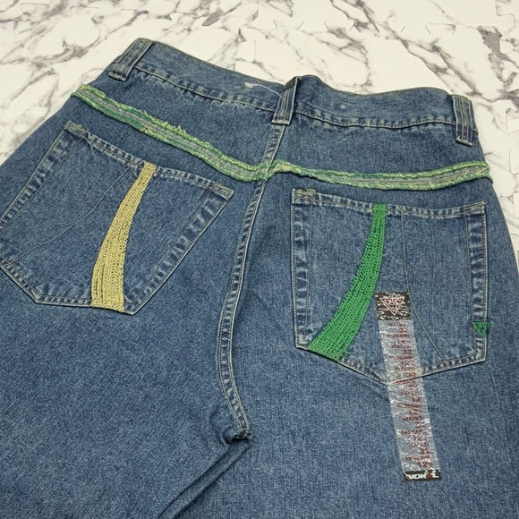 Men's Vokal by Nelly Mid Blue | Yellow | Green Denim Shorts NWT