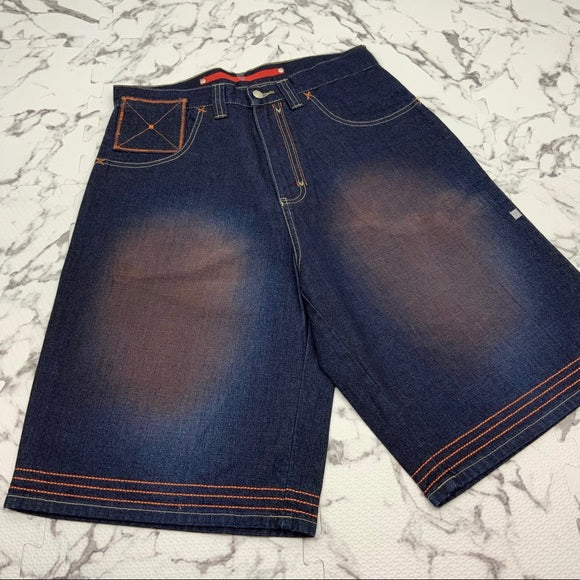 Men's Vokal by Nelly Dk Blue | Orange Denim Shorts NWT