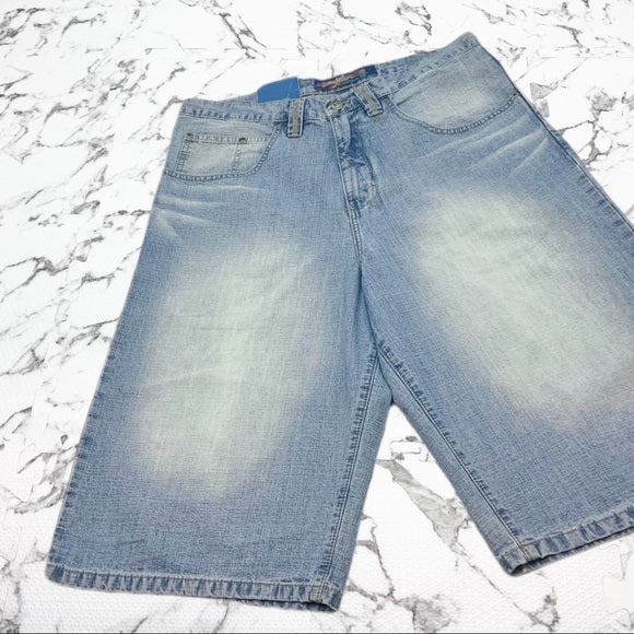 Men's Miskeen Sandblast Bleached Blue Casual Denim Shorts NWT