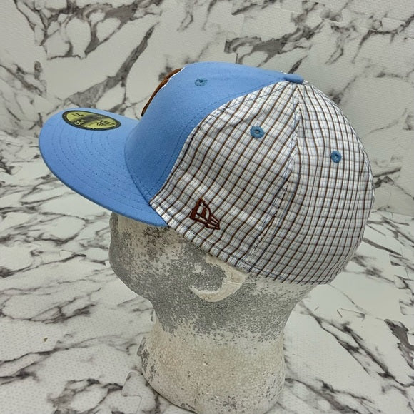 Men's New Era Cap Sky Blue | Brown | White Plaid 59FIFTY NY Yankees Limited Edi