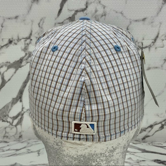 Men's New Era Cap Sky Blue | Brown | White Plaid 59FIFTY NY Yankees Limited Edi