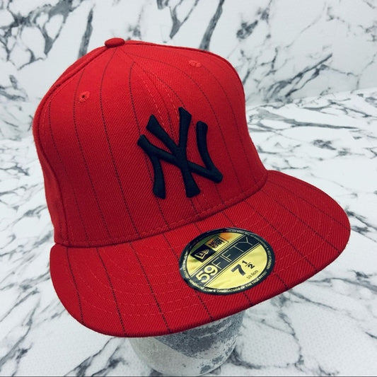 Men's New Era Cap MLB NY Yankees Red | Black Pinstripes 59FIFTY NWT