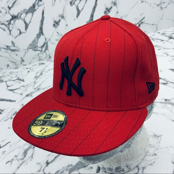 Men's New Era Cap MLB NY Yankees Red | Black Pinstripes 59FIFTY NWT