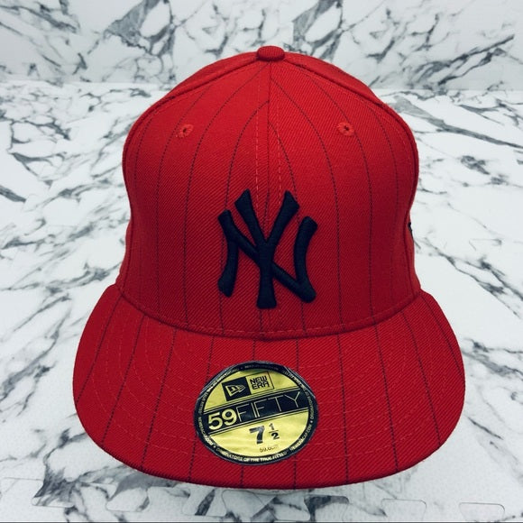 Men's New Era Cap MLB NY Yankees Red | Black Pinstripes 59FIFTY NWT