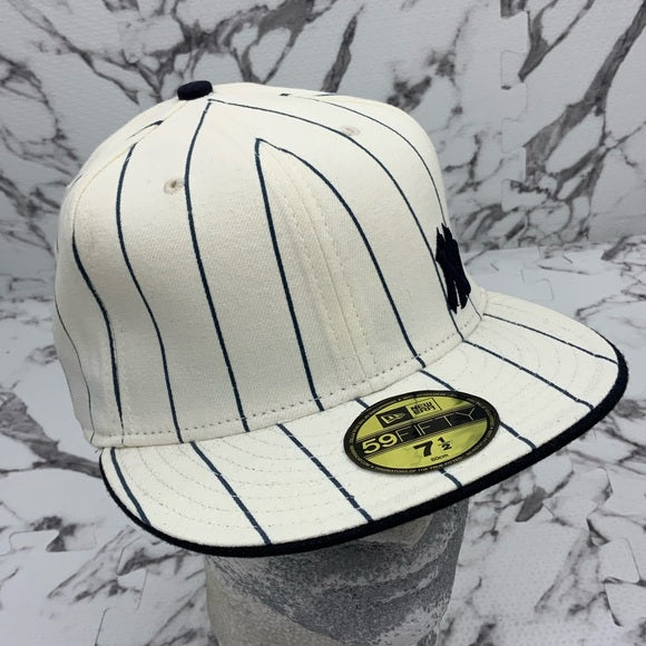 Men's New Era Cap Off White | Navy Pinstripes NY Yankees Flawless 59FIFTY NWT