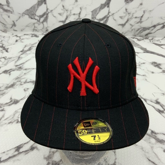 Men's New Era Cap Black | Red MLB NY Yankees Pinstripes 59FIFTY NWT