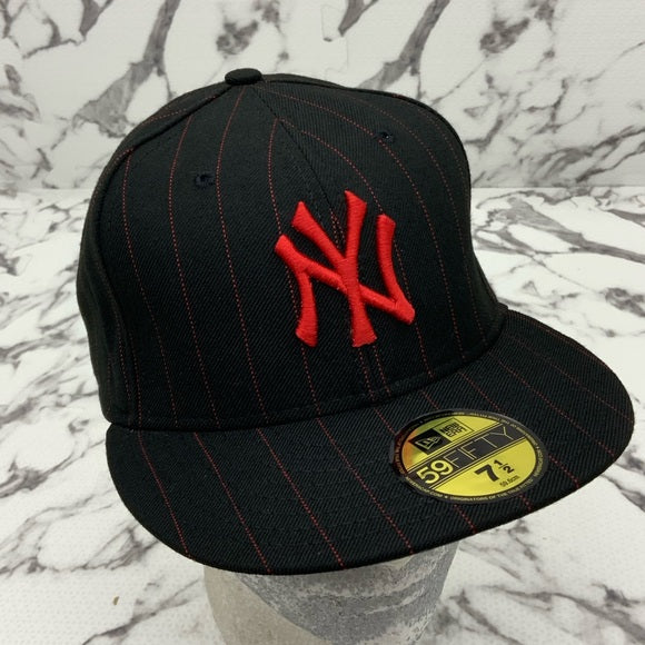 Men's New Era Cap Black | Red MLB NY Yankees Pinstripes 59FIFTY NWT