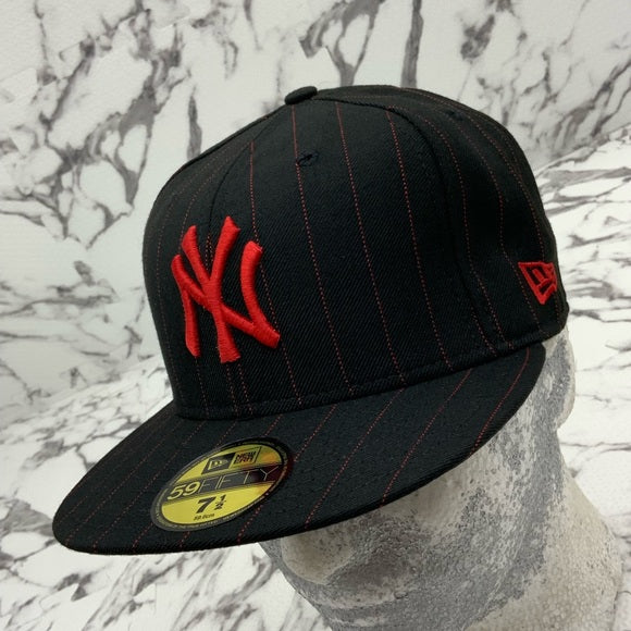 Men's New Era Cap Black | Red MLB NY Yankees Pinstripes 59FIFTY NWT