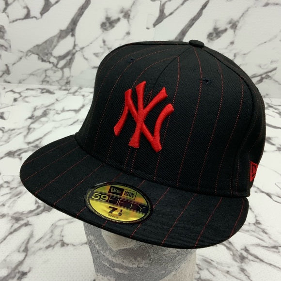 Men's New Era Cap Black | Red MLB NY Yankees Pinstripes 59FIFTY NWT