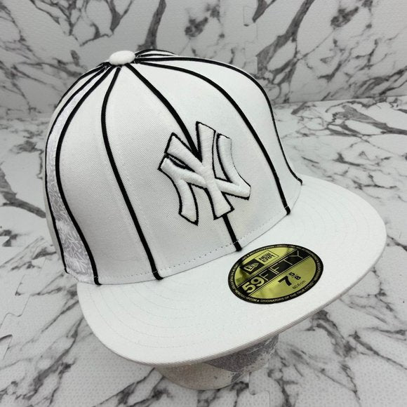 Men's New Era Cap MLB NY Yankees White All Over | Black Pipping 59FIFTY NWT