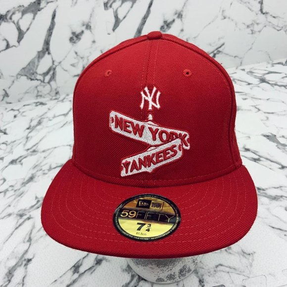 Men's New Era Cap Red | White Street Sign 59FIFTY NY Yankees Limited Edition NWT