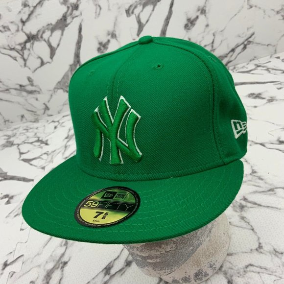 Men's New Era Cap MLB NY Yankees Kelly Green | White Outline 59FIFTY Hat NWT