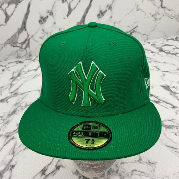 Men's New Era Cap MLB NY Yankees Kelly Green | White Outline 59FIFTY Hat NWT