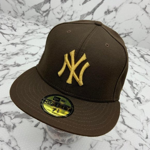 Men's New Era Cap Brown | Gold Metallic NY Yankees 59FIFTY MLB NWT