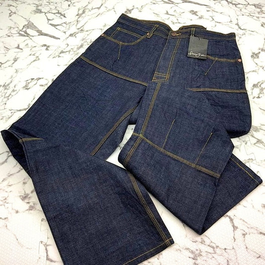 Men's Sean John Raw Dk Blue | Yellow Stitching Denim Pants NWT