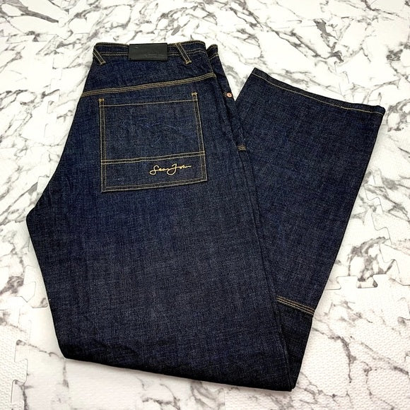 Men's Sean John Raw Dk Blue | Yellow Stitching Denim Pants NWT