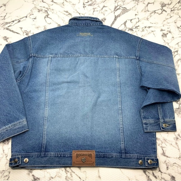 Men's Rocawear Mid Blue Sandblast Denim Jacket NWT