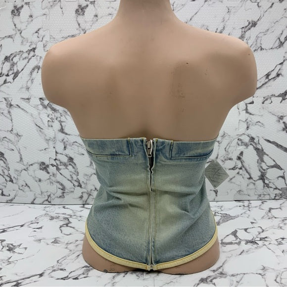 Women’s Azzure Bleached Vintage Denim Strapless NWT