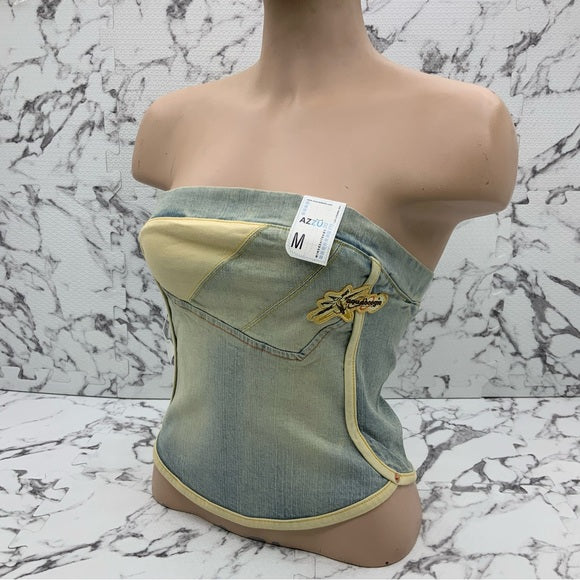 Women’s Azzure Bleached Vintage Denim Strapless NWT