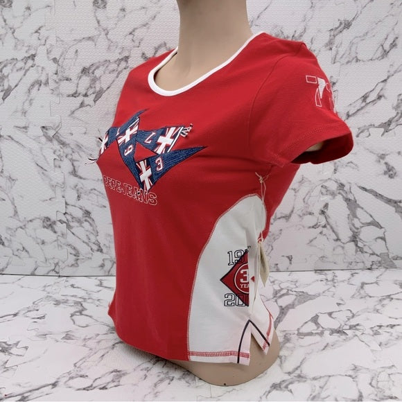 Women's Fashion Pepe Jeans Red | White British Flag Tee Shirt NWT